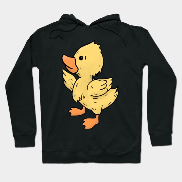 Duckling hand drawn looking to the left yellow Hoodie by Mesyo